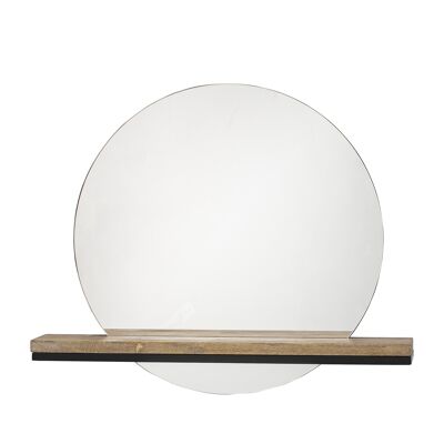 Specchio Lias con ripiano, Marrone, Vetro (L55xH46xL13,5 cm)