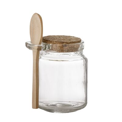Iona Jar w/Lid & Spoon, Clear, Glass (L8,5xH9xW7 cm)