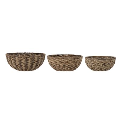 Kathe Basket, Brown, Bankuan Grass (D30,5xH13/D35,5xH15,5/D40,5xH18 cm, Set of 3)