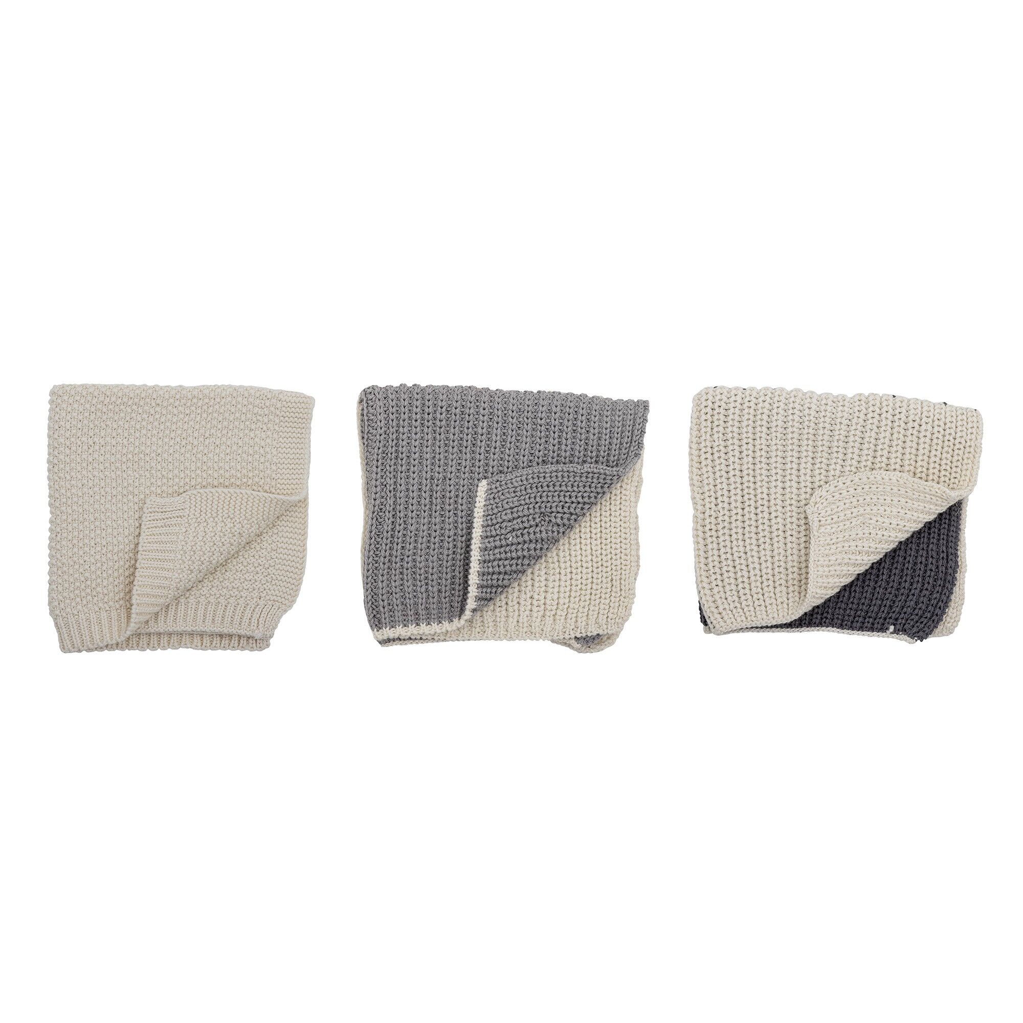 Odette Strofinaccio, grigio, cotone (L27xL27 cm, set di 3)