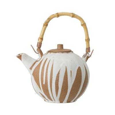 Iris Teapot w/Teastrainer, White, Stoneware (L16xH12xW13 cm)