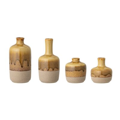 Hosna Vase, Gelb, Steingut (D6,5xH7,5/7,5/13,5/13,5 cm, 4er-Set)