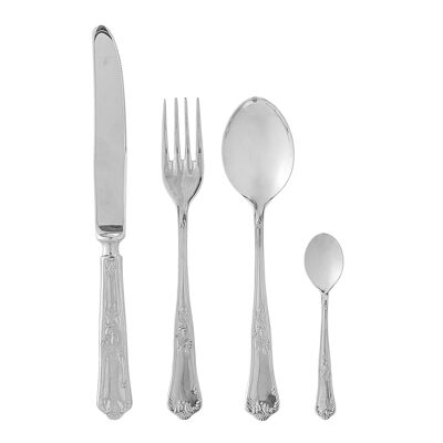 Tilly Besteck, Silber, Edelstahl (K:L24,5/F:L20/S:L20/TS:L12 cm, 4er-Set)