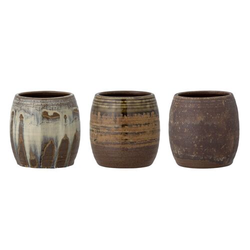 Dahlia Mug, Brown, Stoneware (D10xH10 cm, Set of 3)