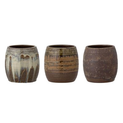 Tazza Dahlia, Marrone, Gres (D10xH10 cm, Set di 3)