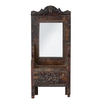 Specchio Sehar con ripiano, marrone, legno di recupero (L17,5xH43xW8 cm)
