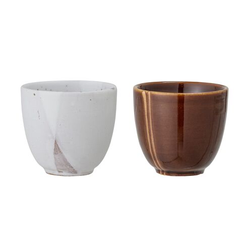 Lotus Cup, Brown, Stoneware (D6xH5,5 cm, Set of 2)