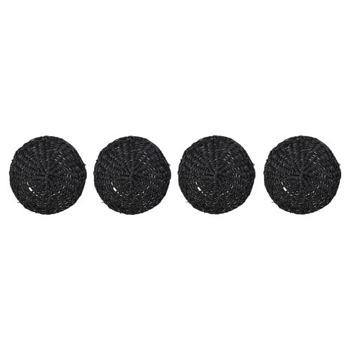 Nele Coaster, Black, Seagrass (D10xH0,5 cm, Set of 4)