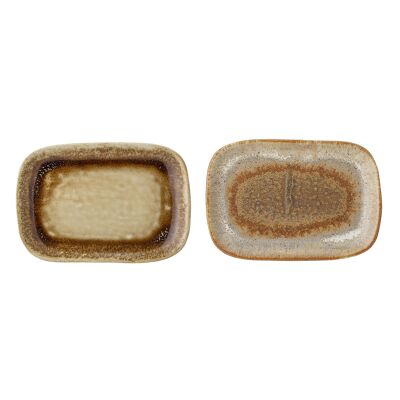 Willow Plate, Brown, Stoneware (L14xH10 cm, Set of 2)