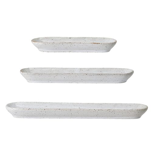 Nukara Tray, Nature, Stoneware (L12,5xW4/L16,5xW4/L21xW4,5 cm, Set of 3)