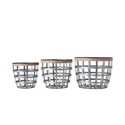 Jaxon Basket, Silver, Metal (D37xH35/D43xH37/D50xH47 cm, Set of 3)