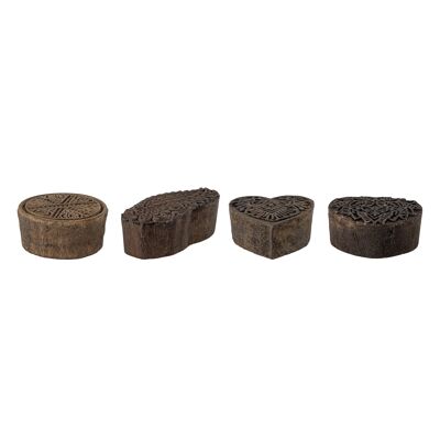 Sardia Deco, Brown, Reclaimed Wood (L4xH4xW4 cm, Set of 4)
