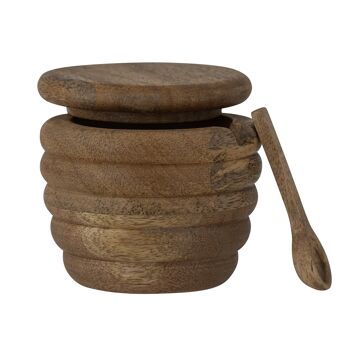 Pot à Sel Tilda avec Cuillère, Nature, Mangue (D9xH7,5 cm) 2