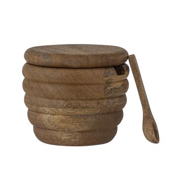 Pot à Sel Tilda avec Cuillère, Nature, Mangue (D9xH7,5 cm) 3