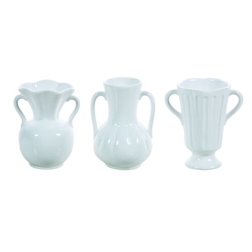 Mettelene Vase, White, Ceramic (D9,5xH12 cm, 3 assort.)
