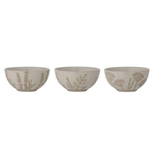 Primrose Bowl, Nature, Stoneware (D11,5xH5,5 cm, Set of 3)