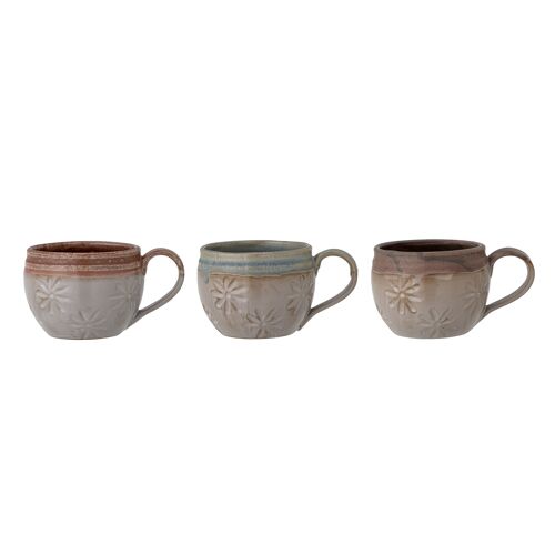 Aster Mug, Brown, Stoneware (D10xH7,5 cm, Set of 3)