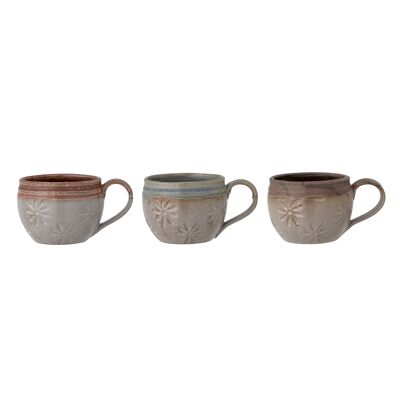 Mug Aster, Marron, Grès (D10xH7,5 cm, Lot de 3)