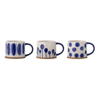 Linora Mug, Blue, Stoneware (D11xH8,5 cm, Set of 3)