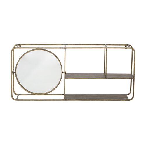 Osvald Mirror w/Shelf, Gold, Metal (L100xH44xW18 cm)