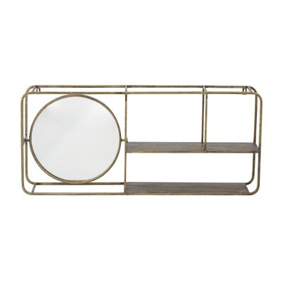 Miroir Osvald avec étagère, doré, métal (L100xH44xl18 cm)