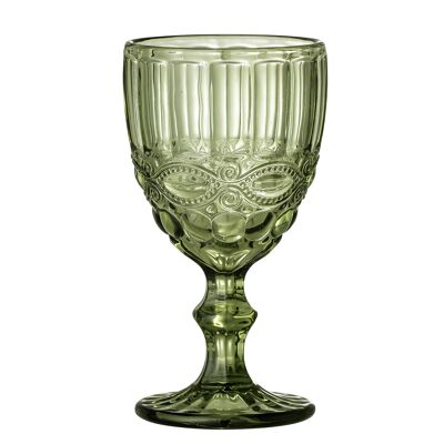 Florie Wine Glass, Green, Glass (D8,5xH17 cm, Pack of 4)