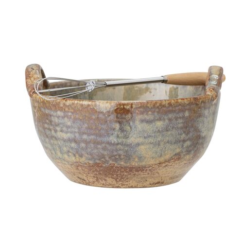 Dahlia Bowl w/Whisk, Brown, Stoneware (D16xL17xH10 cm)