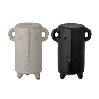 Maela Salt & Pepper Shaker, Black, Porcelain (L5xH7xW3,5 cm, Set of 2)