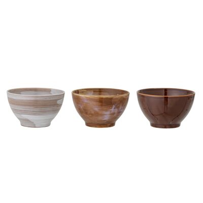 Lotus Bowl, Brown, Stoneware (D13,5xH7,5 cm, Set of 3)