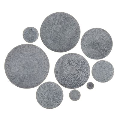 Karenlil Tray, Grey, Metal (D6/D10/D13/D18/D23/D27/D30/D34/D38 cm, Set of 9)