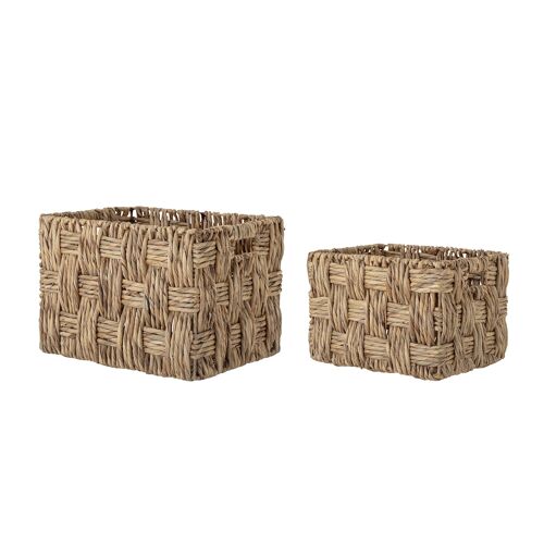 Kasia Basket, Brown, Water Hyacinth (L37/43xW29/33xH25/30 cm, Set of 2)