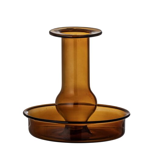 Quinn Candlestick, Brown, Glass (D9,5xH9 cm)