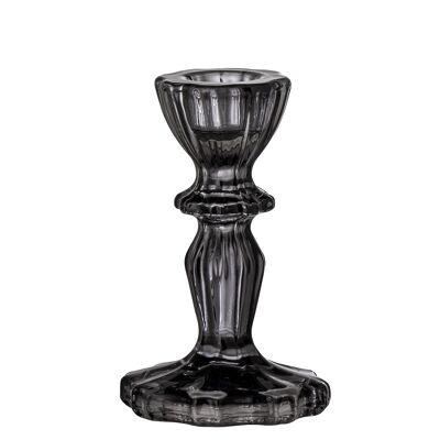 Litus Candlestick, Black, Glass (D6,5xH10,5 cm)