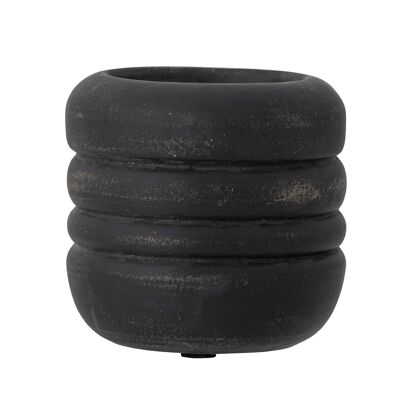 Portavelas Vilken, negro, cerámica (D12xH12 cm)