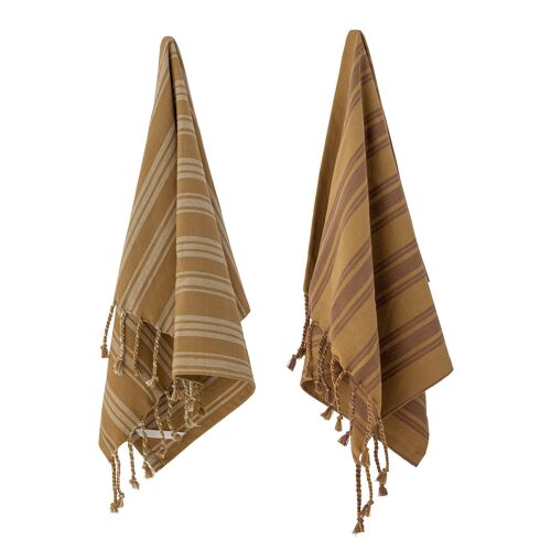 Elyza Kitchen Towel, Brown, Cotton (L70xW45 cm, Pack of 2)