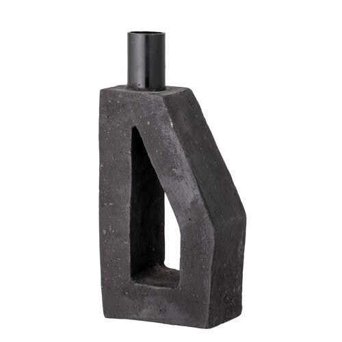 Kes Candlestick, Black, Terracotta (L8xH20xW5 cm)