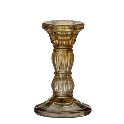 Litus Candlestick, Brown, Glass (D6,5xH10,5 cm)