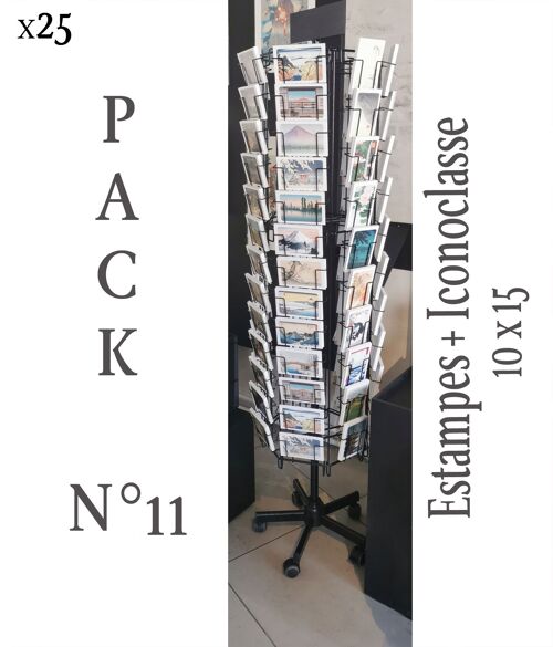 Pack 11 : cartes postales estampes japonaises et Iconoclasse x25 + présentoir 6 faces