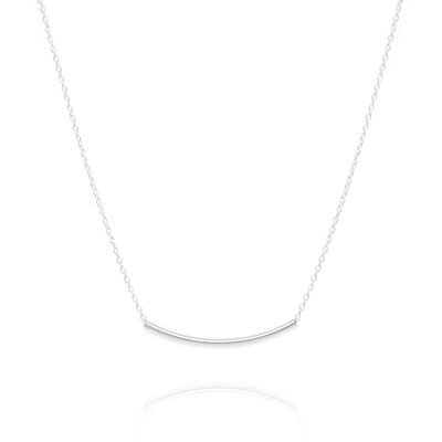 Curved bar necklace, silver