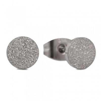 Flat diamond stud earrings, steel