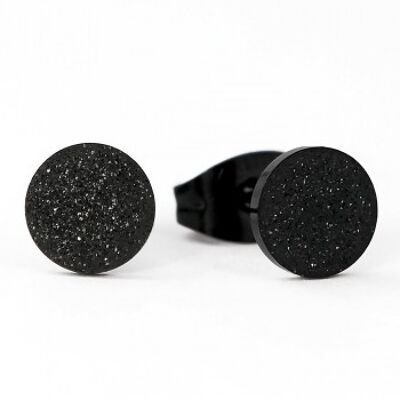 Pendientes de botón planos con diamantes negros