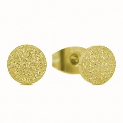Orecchini a bottone piatti in oro diamantato