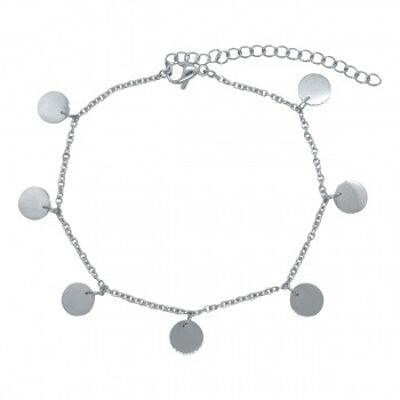 Bracelet with 7 stainless steel plates, silver