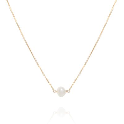 Single Pearl Necklace, gold