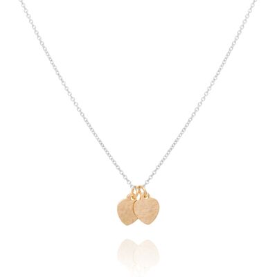 Mini hearts necklace, silver & gold