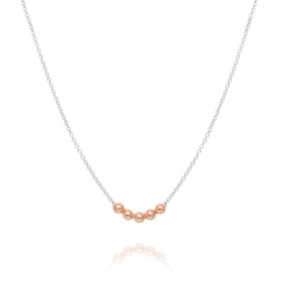 Spheres necklace, silver & rose gold