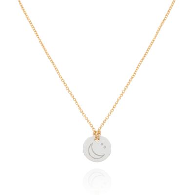 Moon necklace - Gold & silver mix