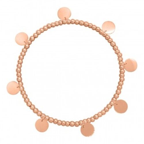 Kugelarmband mit 8 Plättchen Edelstahl - rosé