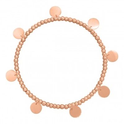 Bracelet boule avec 8 plaques en acier inoxydable - rosé