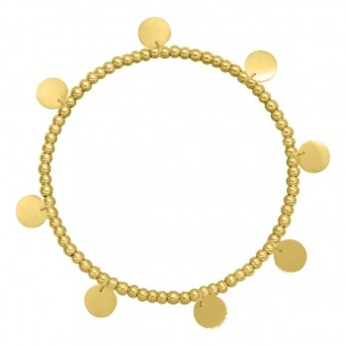 Kugelarmband mit 8 Plättchen Edelstahl - gold